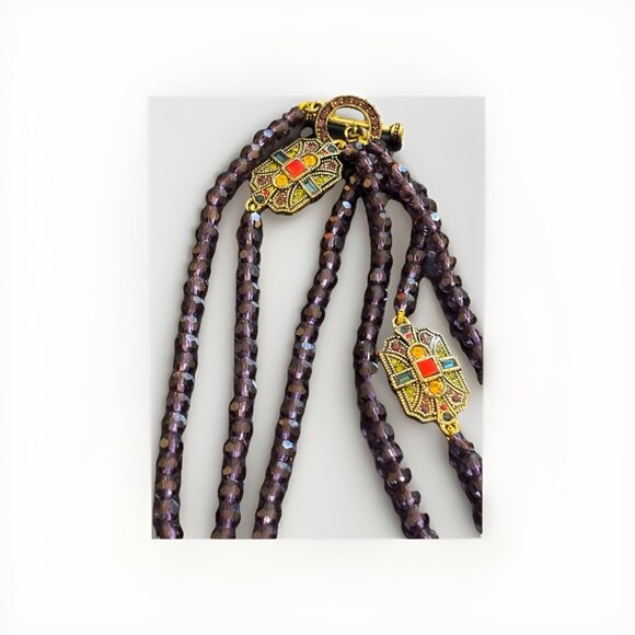 Heidi Daus Multi Color Multi Stone Crystal Necklace 48"L 2.9 Oz Signed Designer - Picture 11 of 13